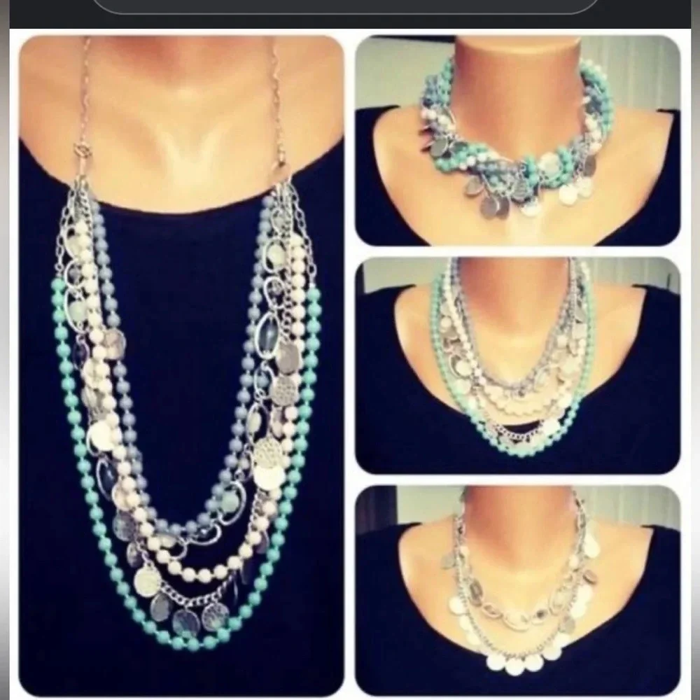 Premier designs womens necklace statement multi strand sugar rush vintage chunky